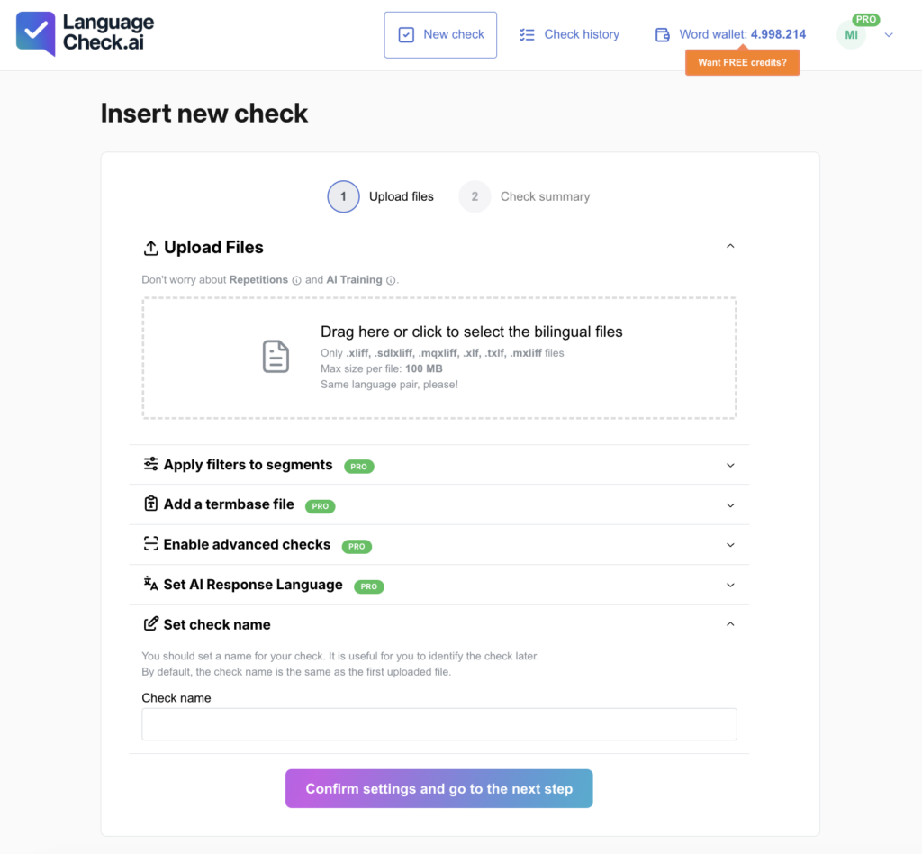 LanguageCheck.ai workflow screenshot