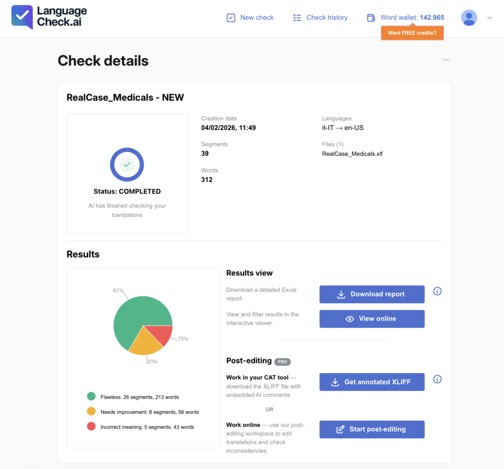 LanguageCheck.ai workflow screenshot